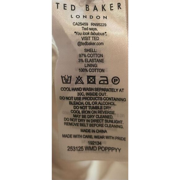 Ted Baker White Cotton Button Through Puff Sleeve Maxi Dress NWT Size 6 or XL - Picture 5 of 5